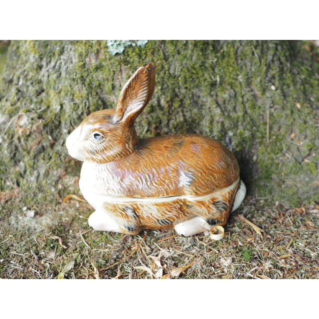 Mid 20th French Caugant Majolica Brown Rabbit Tureen Chairish