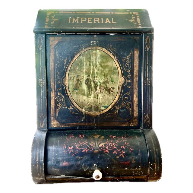 Mid 19th Century Antique Chinoiserie Large Size Toleware Tea Container For Sale