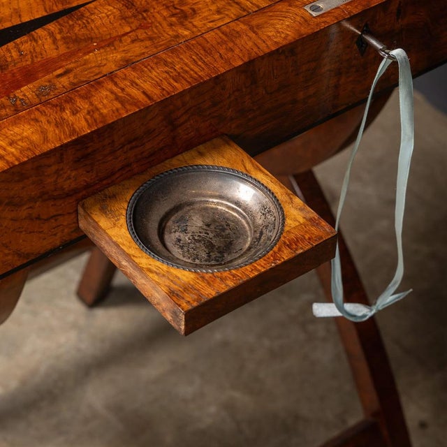 Vintage English Burr Walnut Folding Backgammon Table by Dunhill, 1960 For Sale - Image 18 of 18