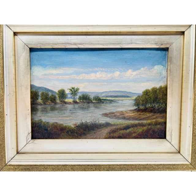 Gold 19th Century, American School Oil on Board Landscape - New Hampshire School For Sale - Image 8 of 9