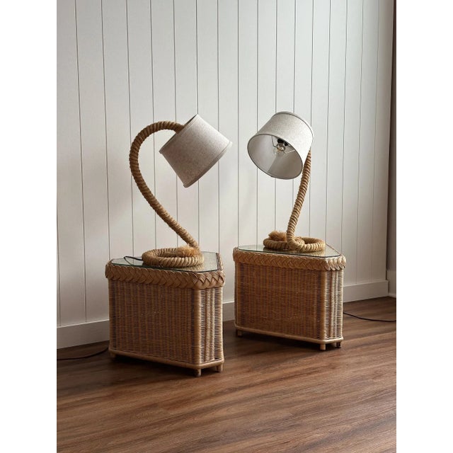Adrien Audoux and Frida Minet Coastal Vintage Jute Rope Table Lamps, Pair For Sale - Image 4 of 18
