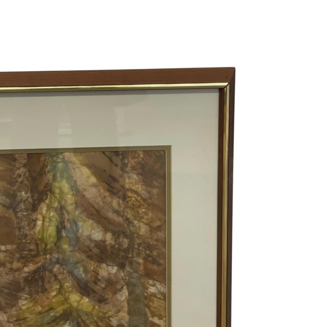 1970s 1970s Louise "Lou" Wilson "Forest Deep" Framed Batik Acrylic Forest Artwork. For Sale - Image 5 of 10