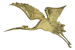 Large Modernist Brass Wall Object Decoration Sculpture Heron, Germany, 1960s