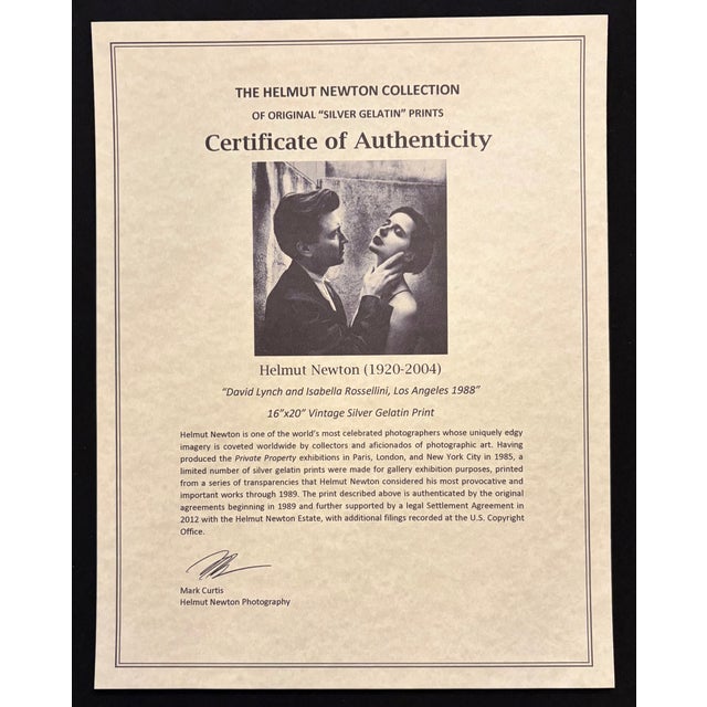 1980s "David Lynch & Isabella Rossellini" Vintage Silver Gelatin Print by Helmut Newton For Sale In Miami - Image 6 of 6