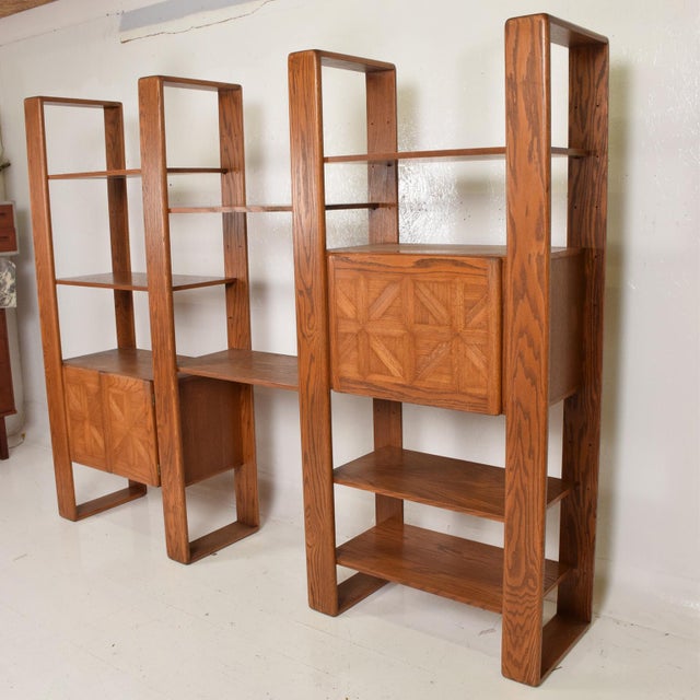 Mid Century Modern Solid Oak Wood Wall Unit By Lou Hodges Chairish