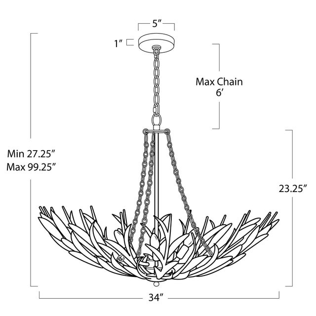 Regina Andrew River Reed Basin Chandelier, Antique Gold Leaf For Sale In Detroit - Image 6 of 7