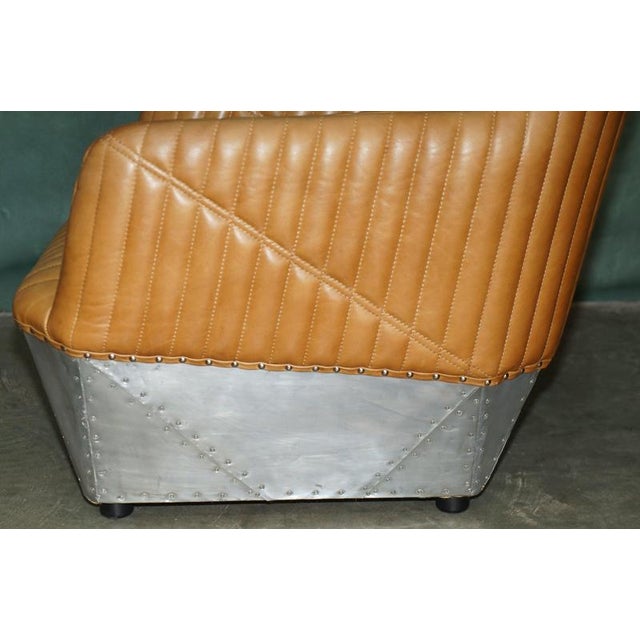 Aviator Lounge Chair in Tan Brown Leather For Sale - Image 11 of 16