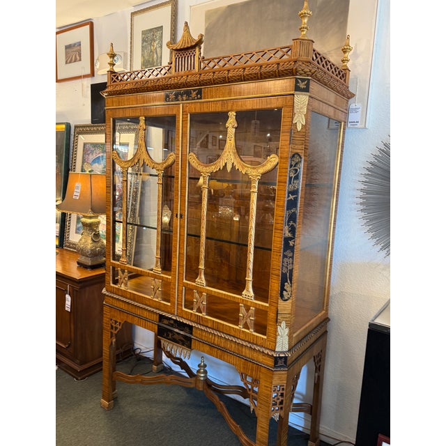 Wood Burton Ching George III Style Vitrine Cabinet For Sale - Image 7 of 12