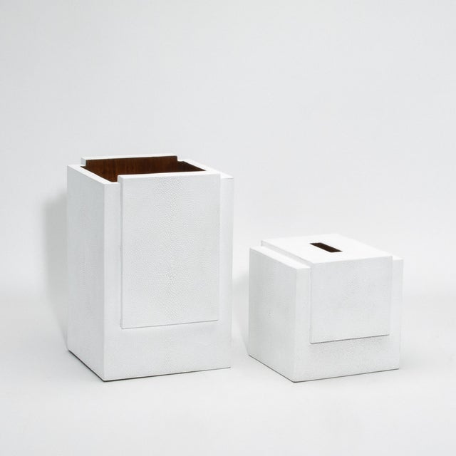 White Waste Bin in White Shagreen by R&y Augousti For Sale - Image 8 of 8