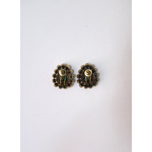 Green Faux Diamond and Emerald Earrings, Pair For Sale - Image 8 of 8