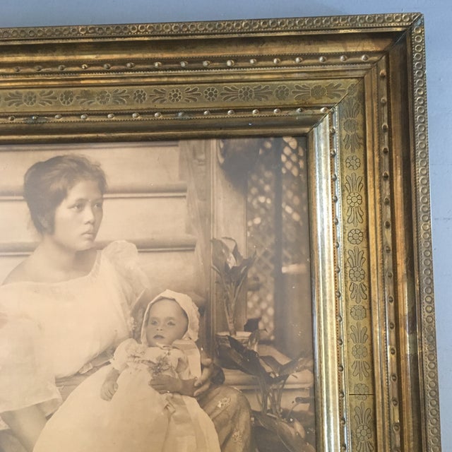 Victorian Large Brass Frame With Mourning Photo For Sale - Image 4 of 13