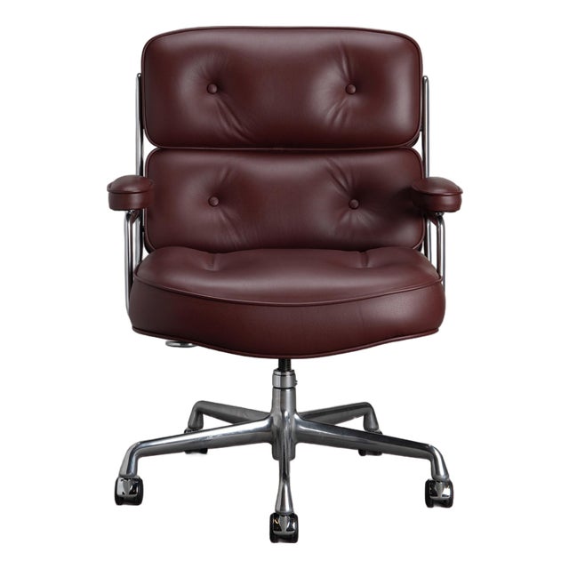 Eames Time Life Executive Chair in Original Bordeaux Leather by Herman Miller For Sale