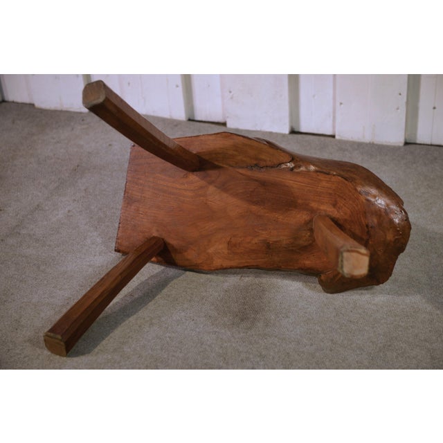 Vintage Brutalist Oak Stool, 1960s For Sale - Image 6 of 10