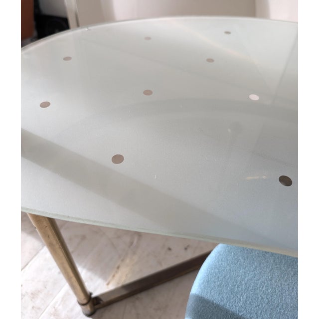 Vintage Italian Polka Dot-Etched Glass and Gilt Brass Illuminated Vanity by Luigi Brusotti, 1950s For Sale - Image 13 of 18