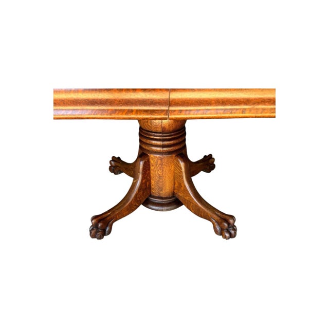 Wood 1930s Tiger Oak/Quarter Sawn Table With Color Matched Ethan Allen (Old Tavern) Fiddleback Windsor Chairs - All High End Handcrafted Furnitire For Sale - Image 7 of 12