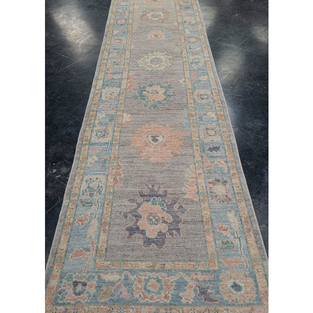 Turkish Oushak Runner Rug Multicolor Handwoven Wool Rug 2'11" X 13'1" For Sale In Houston - Image 6 of 10