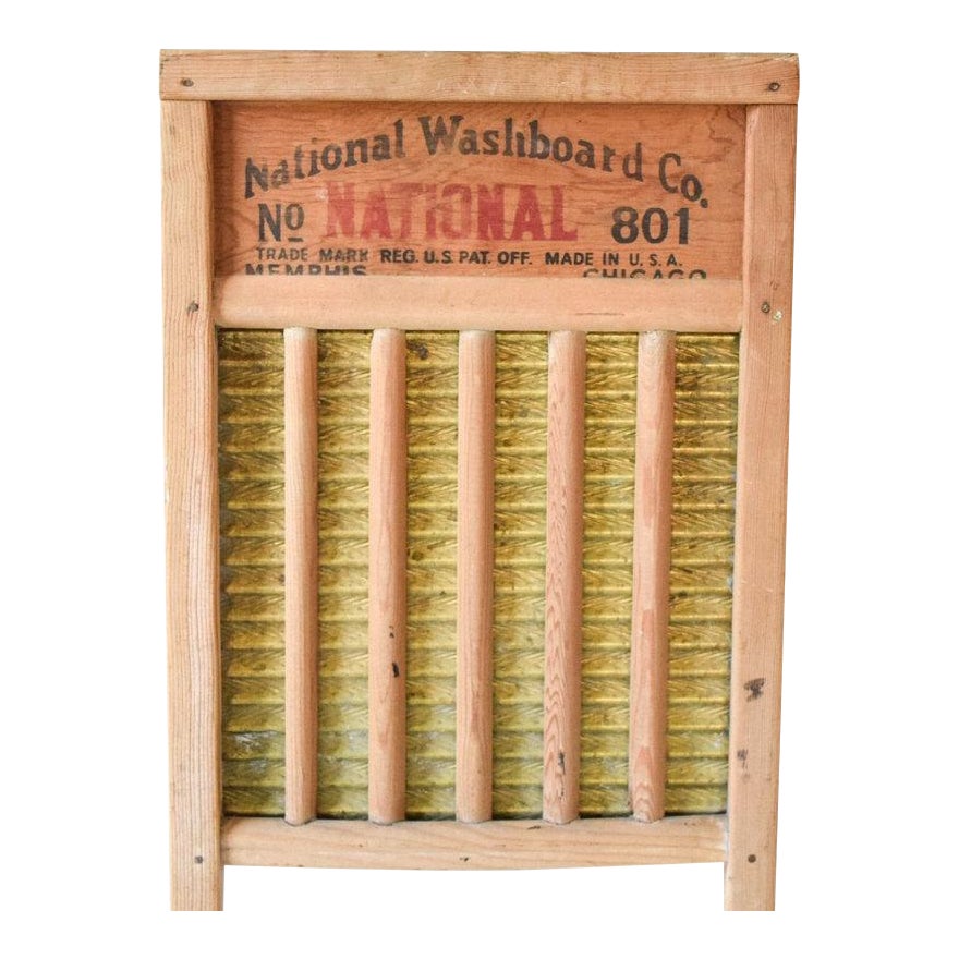 Antique Wood And Brass National Washboard Co. No. 801 Washboard Chairish