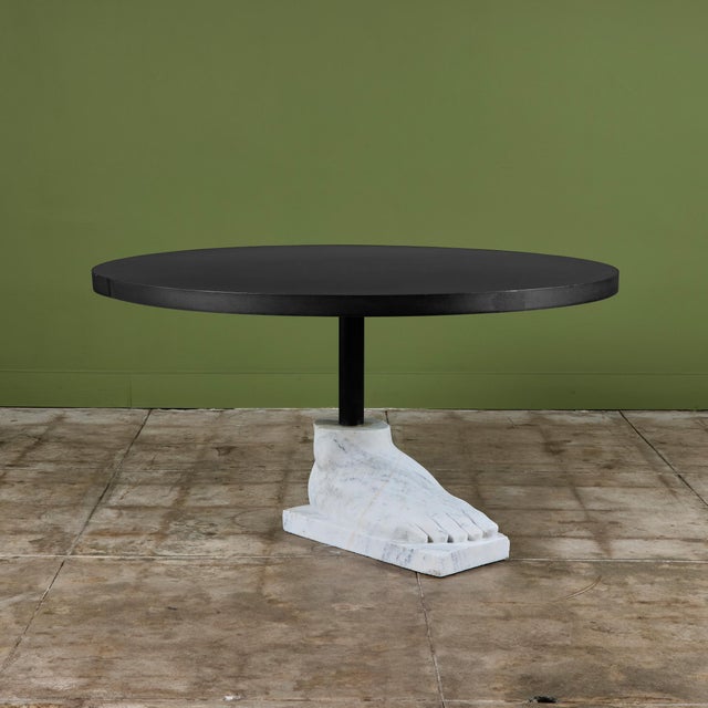 Postmodern Postmodern Pedestal Dining Table with Marble Foot Base For Sale - Image 3 of 12