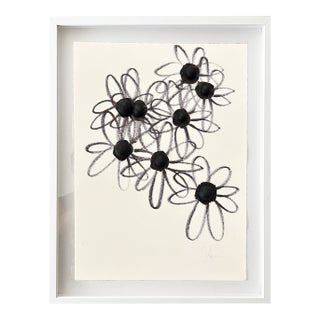 "Eight Daisies" Original Mixed-Media Painting by Jake Poser, Framed For Sale