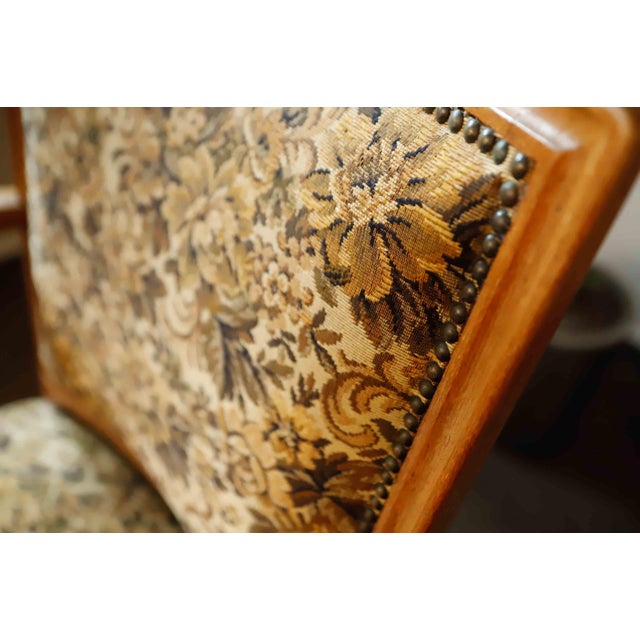 Vintage Salon Lounge Chair with Floral Tapestry Upholstery, 1940s For Sale - Image 3 of 15