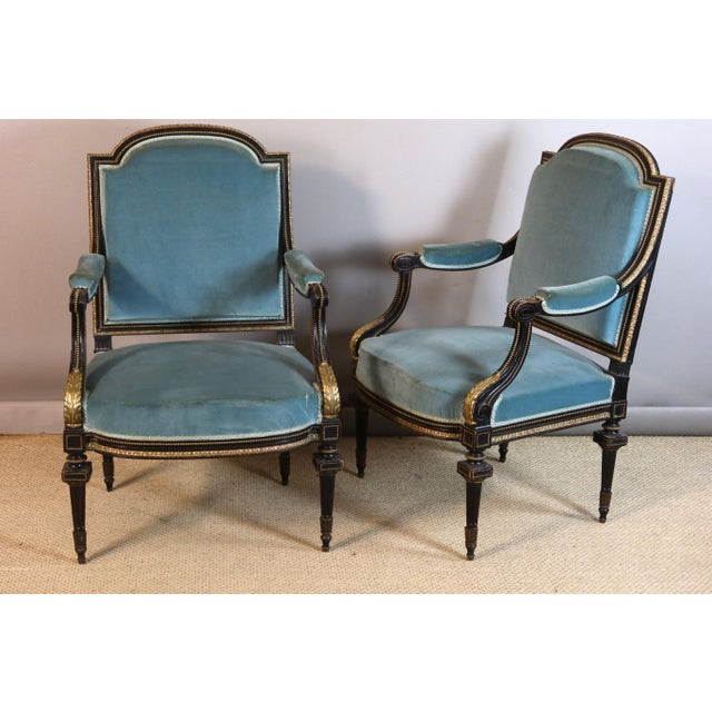 Napoleon III Painted Wood Living Room Set, 1800s, Set of 5 For Sale - Image 12 of 16