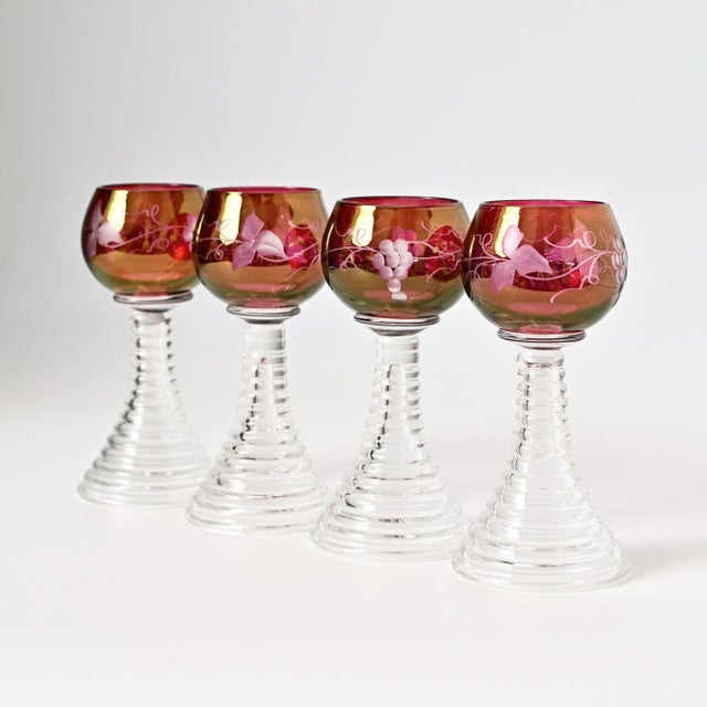 Glass Antique Swedish Römer Glasses from Reijmyre, 1890s, Set of 4 For Sale - Image 7 of 7