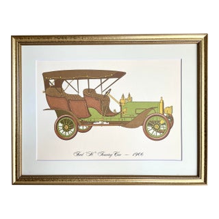 Vintage Lithograph Print of an 1906 Ford K Touring Car Antique Automobile For Sale