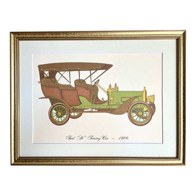 Vintage Lithograph Print of an 1906 Ford K Touring Car Antique Automobile For Sale