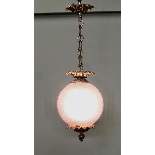 Charming French Art Deco Glass Globe Hanging Pendant Light A beautiful piece, this crackle finish opalescent globe is made...