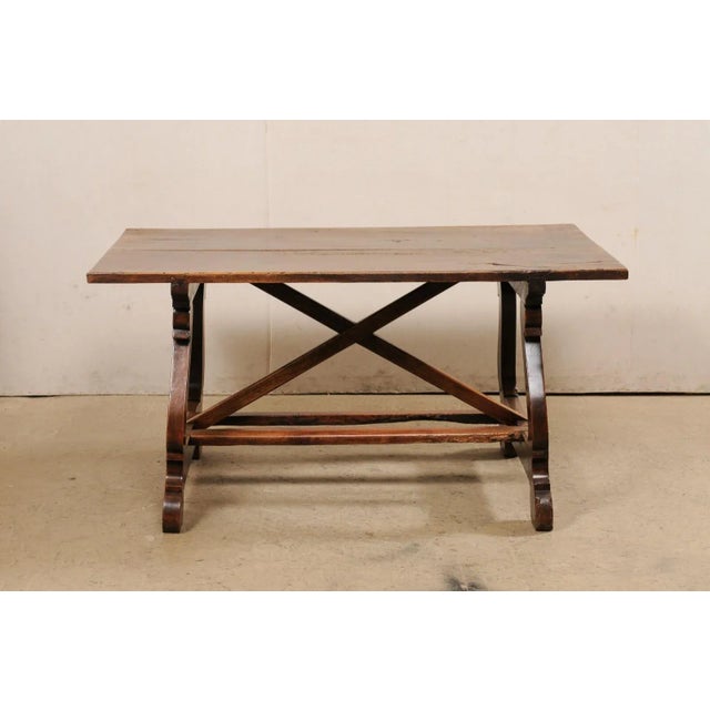 Wood 18th Century Italian Walnut Lyre Leg Table For Sale - Image 7 of 12