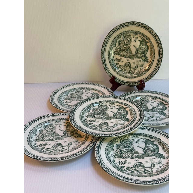 Set of Six 5.5" plates with a Victorian style design, made by Charles Allerton & Sons operated in London, England,...