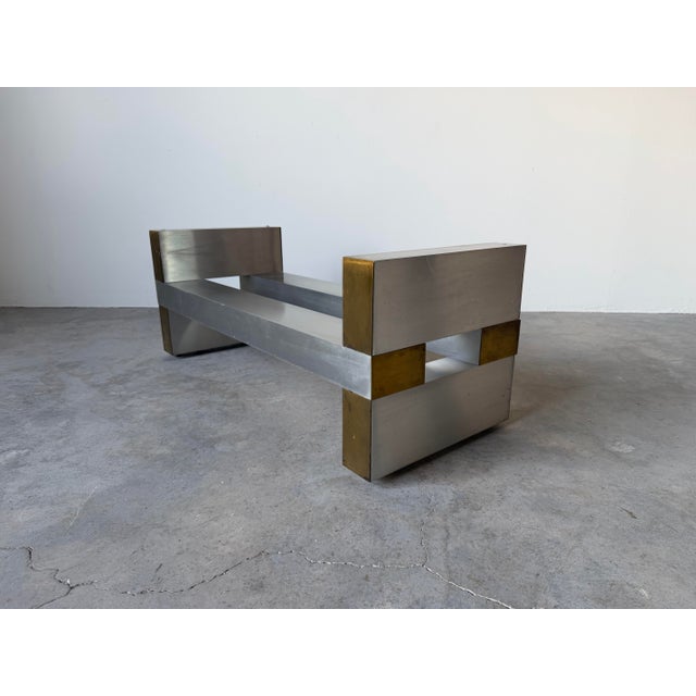 Iconic 1970s coffee table base designed by Paul Mayen for Habitat, showcasing a bold architectural form crafted from...