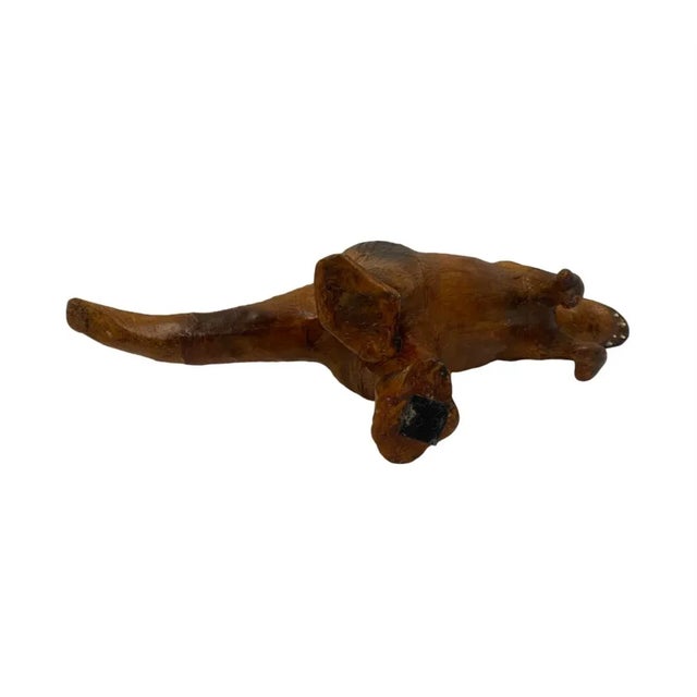 Brown Vintage Brown Leather Wrapped T-Rex Dinosaur Statue For Sale - Image 8 of 8
