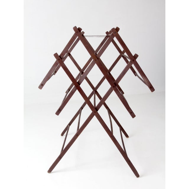 Antique Primitive Folding Wood Drying Rack For Sale - Image 15 of 18