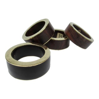 C.1960's Mid-Century (India)-Mahogany and Brass Napkin Rings -Set of 4 For Sale