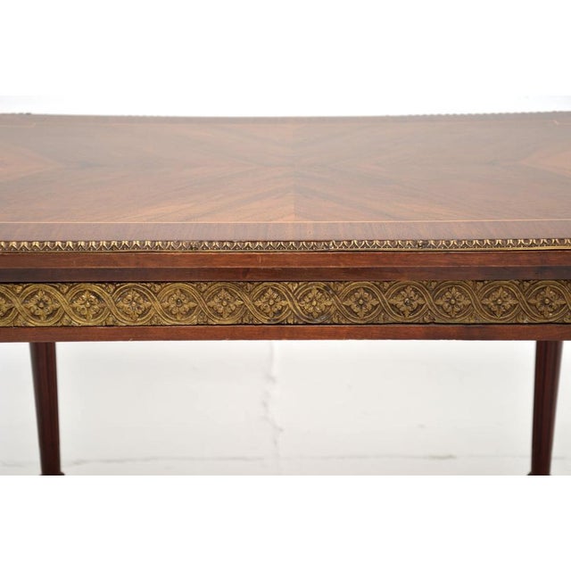 Metal Vintage French Inlaid Walnut Coffee Table, 1930s For Sale - Image 7 of 9