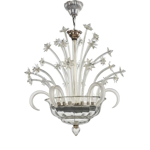 Vintage Glass Chandelier, 1930s For Sale