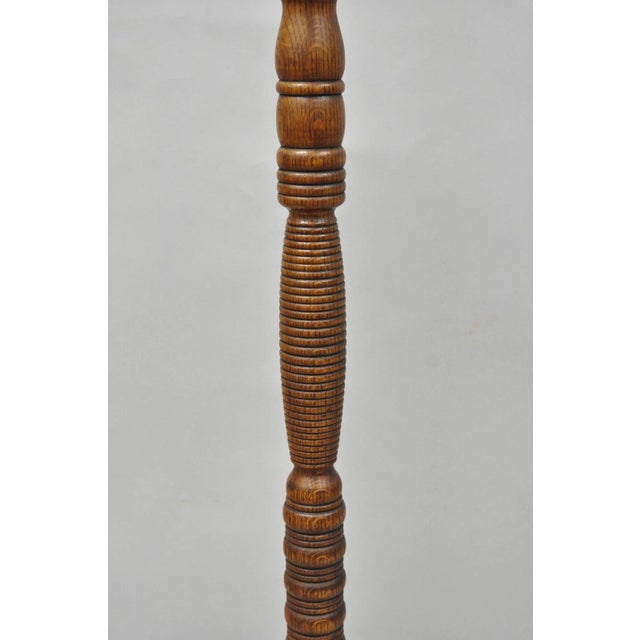 Antique Arts & Crafts Mission Oak Wood Carved Hoof Foot Standing Coat Rack Tree For Sale In Philadelphia - Image 6 of 14