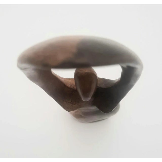 Early 21st Century Ghanian Iroko Wood Figurine of Kneeling Woman For Sale - Image 9 of 12