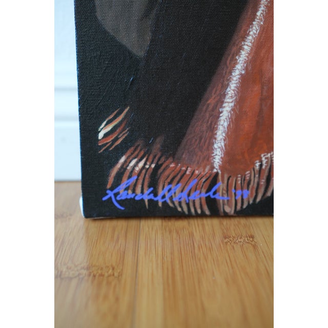 Realism Cowboy and Horse Painting Original Acrylic Art Randell Seals 16x20 Inches, Western Wall Decor 1998 For Sale - Image 3 of 5