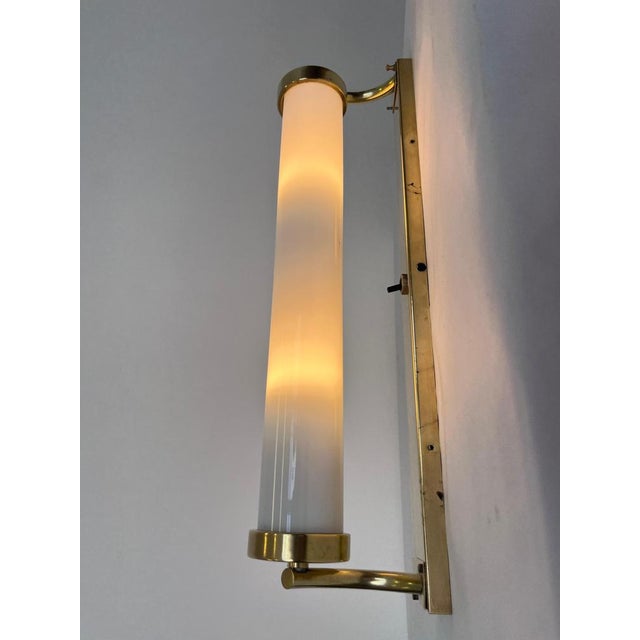 Bauhaus Vintage Bauhaus Brass and Glass Wall Lamp, 1930s For Sale - Image 3 of 10