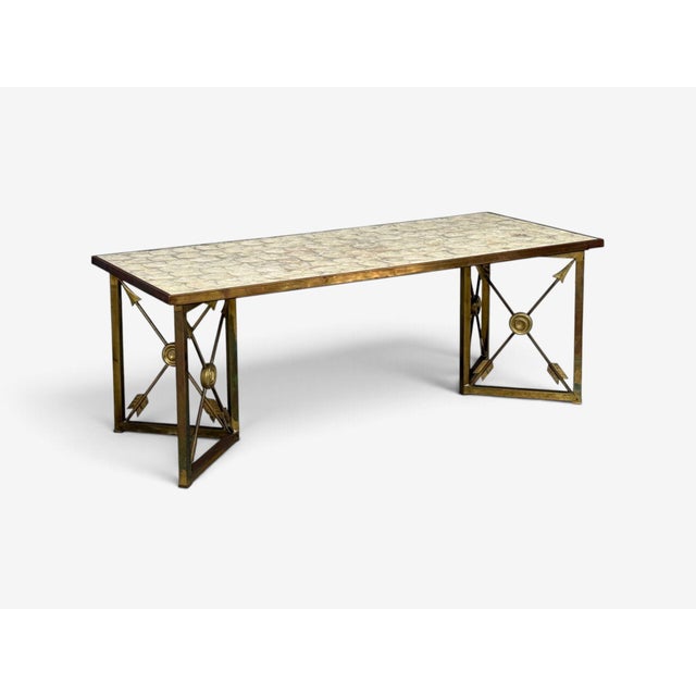 Hollywood Regency Hollywood Regency, Coffee Table, Capiz Shell, Brass, France, 1950s For Sale - Image 3 of 10