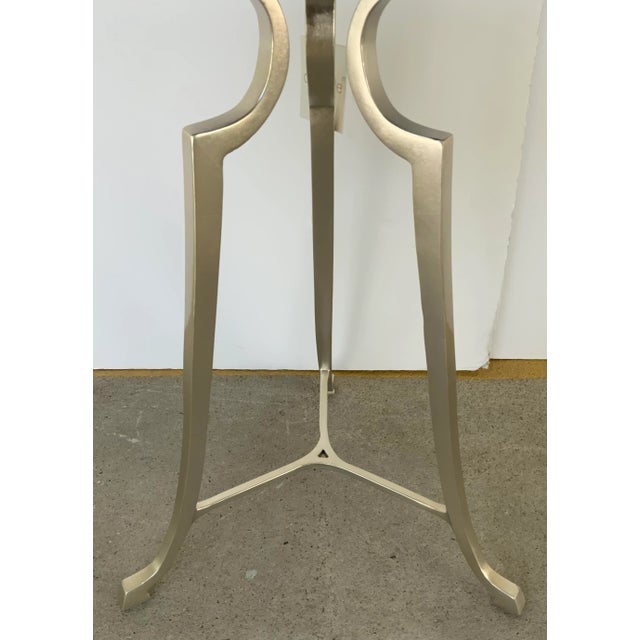 Stylish Caracole Modern Silver Finished Accent Table, black stone top, showroom floor sample