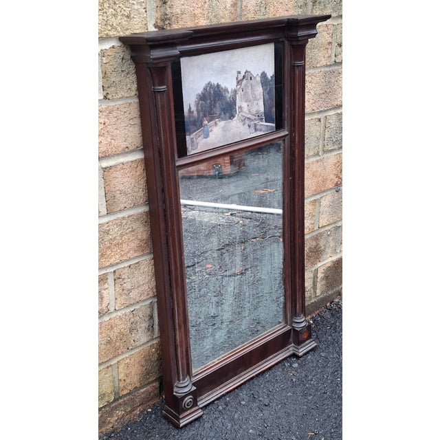 Wood 19th C. Empire Mahogany Frame Mirror W. An Inset Print After j.b. Camille Carot For Sale - Image 7 of 11