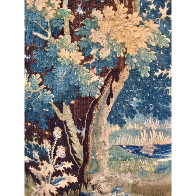 Textile Early 18th Century French Aubusson Verdure Landscape and Royal Crown For Sale - Image 7 of 18