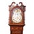 Elegant Victorian grand father clock in mahogany Features a revolving moon dial Also has a gothic style door Inlaid oval...