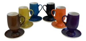 Vintage LaGardo Tackett for Schmid Porcelain Espresso Demitasse Cup & Saucer Set- 12 Pieces