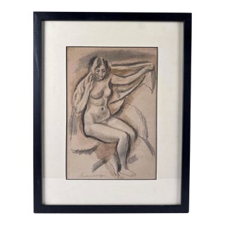 Early 20th Century Boardman Robinson, Figural Nude "Wife After Bath" For Sale