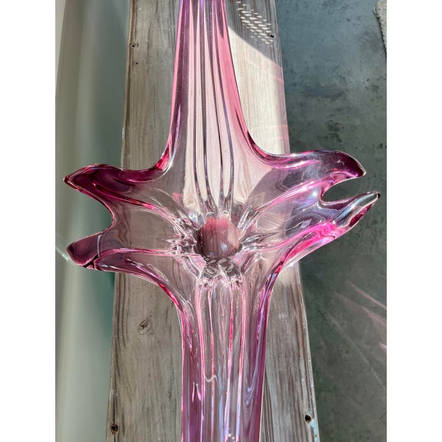 1970s Vintage Murano Cerise Pulled Art Glass Bowl For Sale - Image 10 of 12