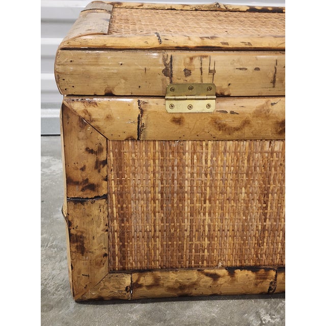 Mid Century Asian Bamboo & Rattan Trunk For Sale - Image 9 of 16